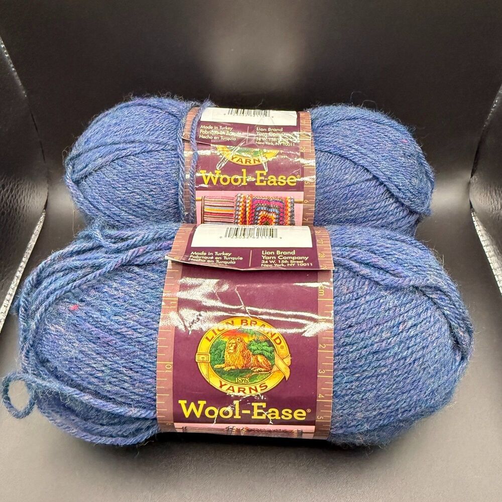 Lion Brand Wool-Ease Yarn Blue Mist Lot of 2 Wool Acrylic 197 Yds Each